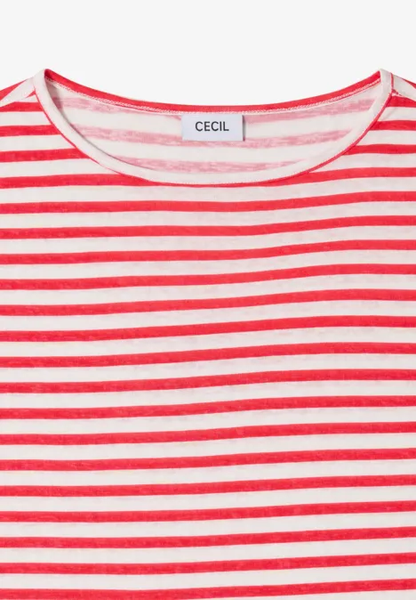 T-Shirt mit Boatneck und Streifen fresh red T-Shirt mit Boatneck und Streifen fresh red