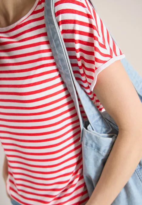 T-Shirt mit Boatneck und Streifen fresh red T-Shirt mit Boatneck und Streifen fresh red