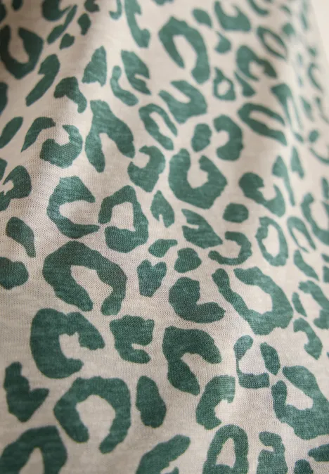 Shirt van linnen met leo-print macadamia beige