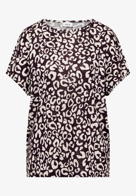 Shirt im Leinen-Look mit Leo-Print rich burgundy