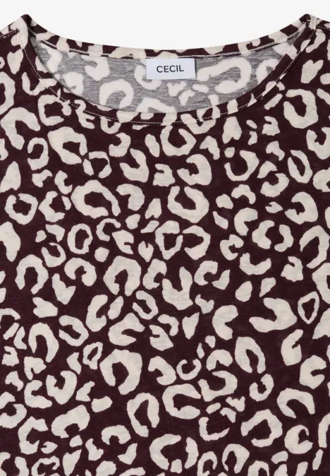 Shirt im Leinen-Look mit Leo-Print rich burgundy
