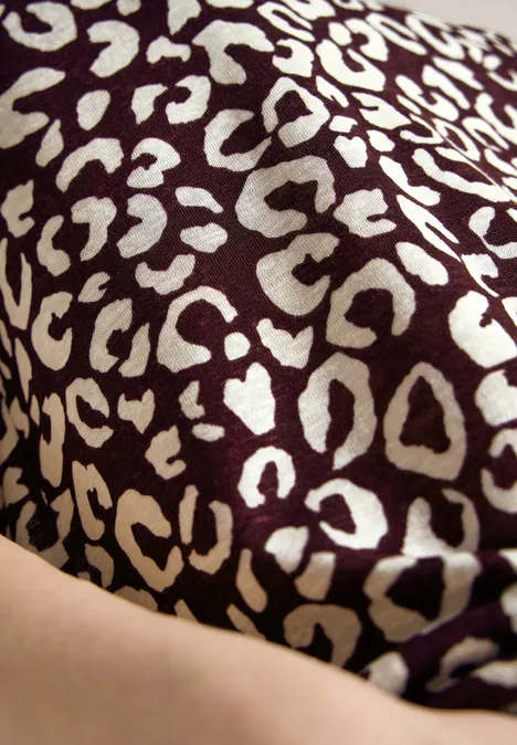 Shirt im Leinen-Look mit Leo-Print rich burgundy