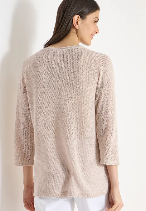 3/4-Arm Shirt im Ajour-Look macadamia beige
