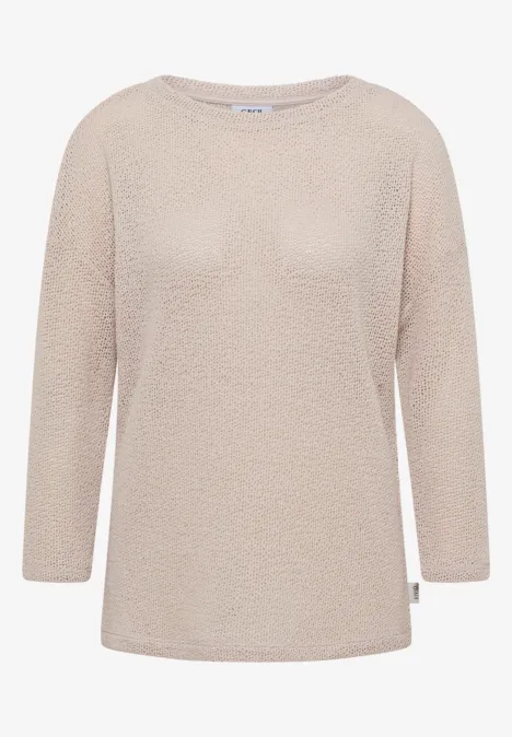 3/4-Arm Shirt im Ajour-Look macadamia beige