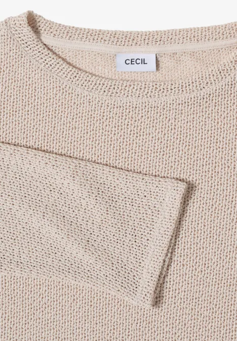3/4-Arm Shirt im Ajour-Look macadamia beige