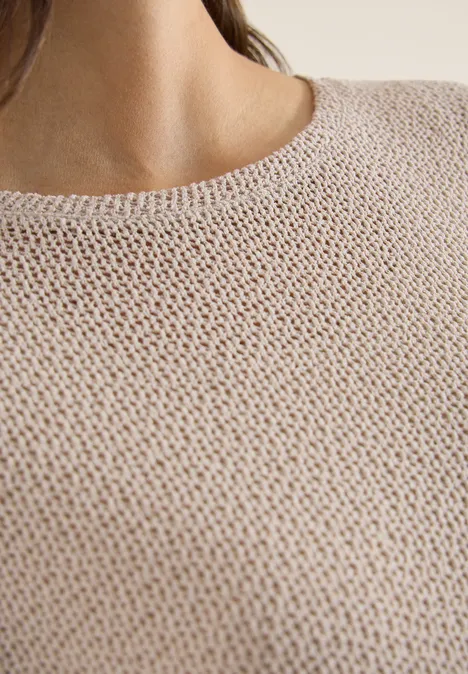 3/4-Arm Shirt im Ajour-Look macadamia beige