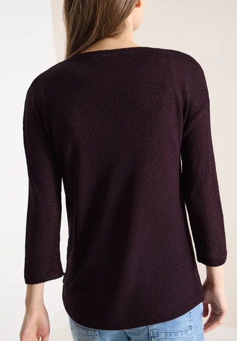 chemise à manches 3/4 en look ajouré rich burgundy