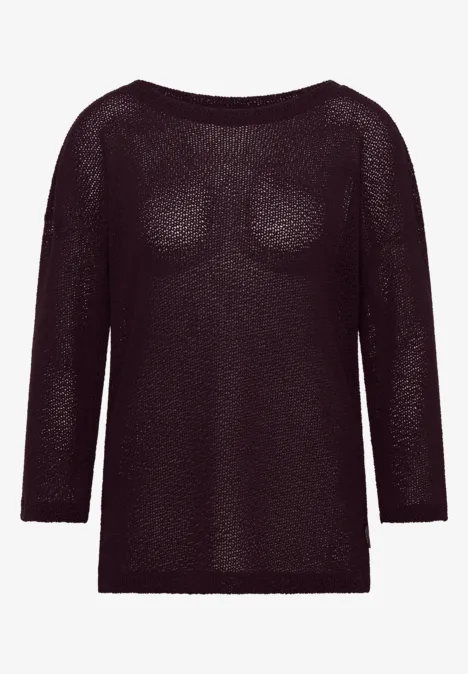 chemise à manches 3/4 en look ajouré rich burgundy