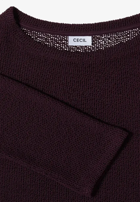 chemise à manches 3/4 en look ajouré rich burgundy