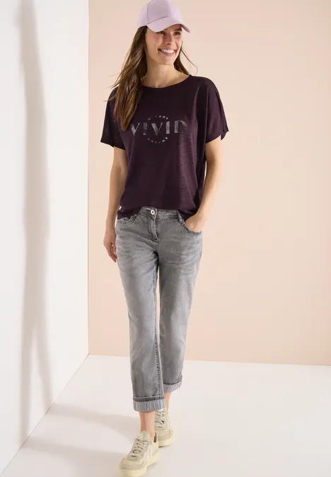 Dropped Shoulder Shirt in Leinen-Optik rich burgundy Dropped Shoulder Shirt in Leinen-Optik rich burgundy