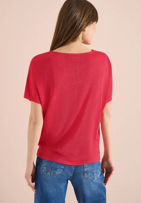 Dropped Shoulder Shirt in Leinen-Optik fresh red Dropped Shoulder Shirt in Leinen-Optik fresh red
