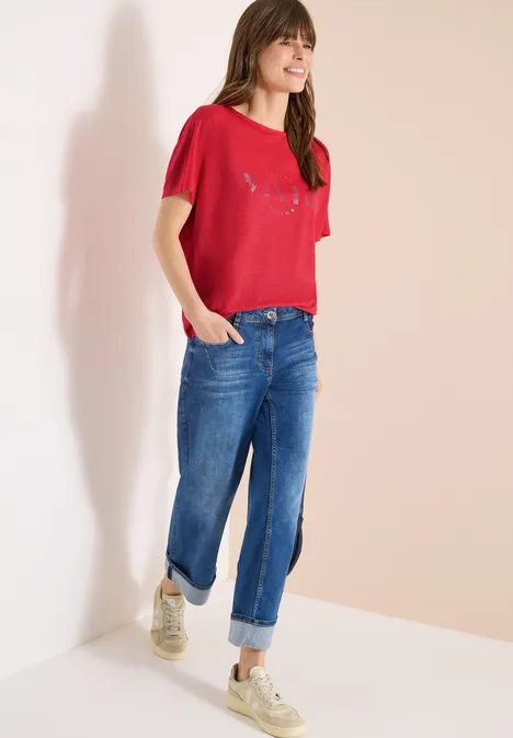 Dropped Shoulder Shirt in Leinen-Optik fresh red Dropped Shoulder Shirt in Leinen-Optik fresh red