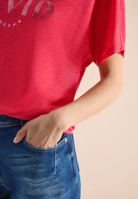 Dropped Shoulder Shirt in Leinen-Optik fresh red Dropped Shoulder Shirt in Leinen-Optik fresh red