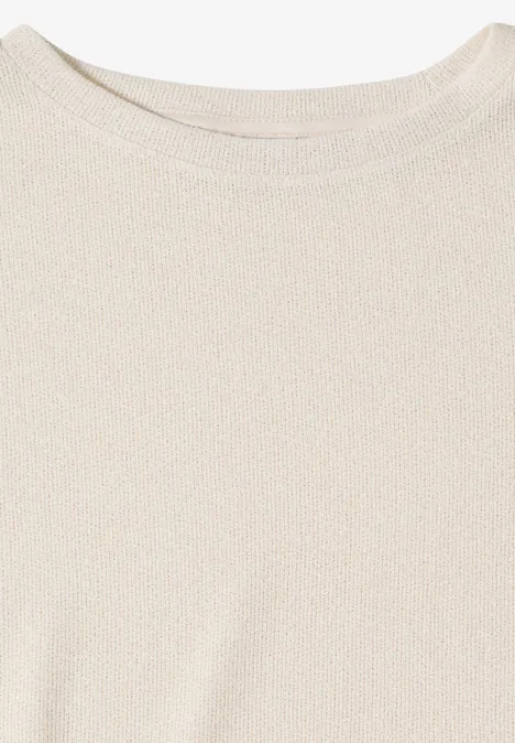 T-shirt avec boatneck au look tricoté macadamia beige