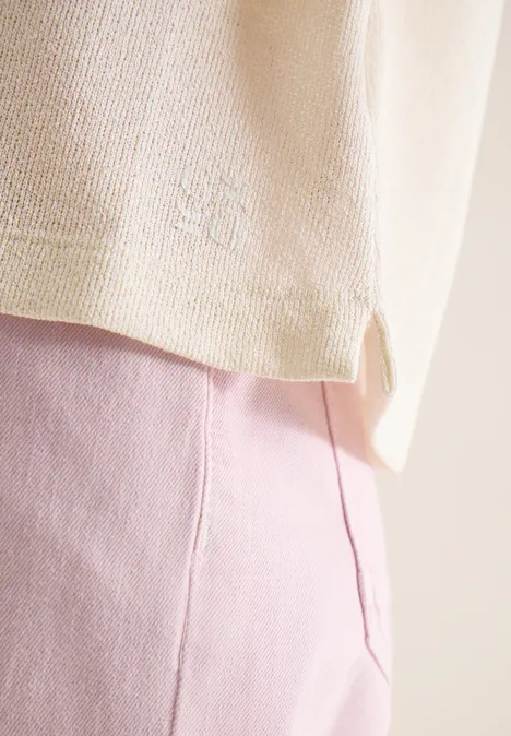 T-shirt avec boatneck au look tricoté macadamia beige