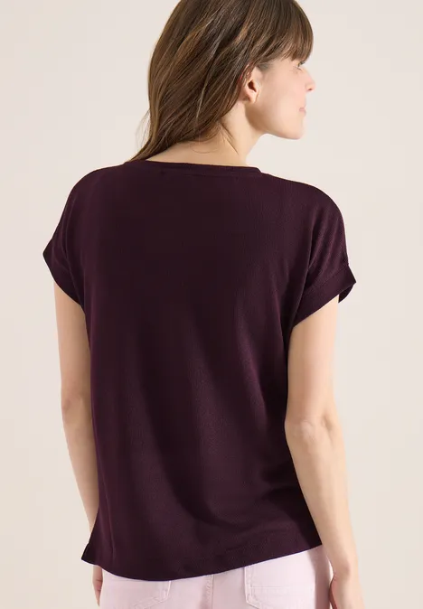 T-Shirt mit Boatneck im Strick-Look rich burgundy