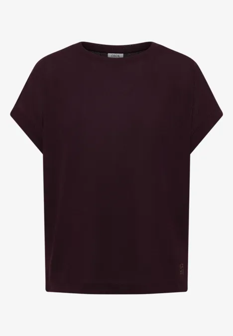T-Shirt mit Boatneck im Strick-Look rich burgundy