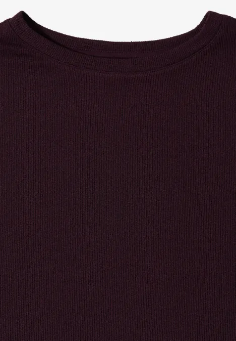 T-Shirt mit Boatneck im Strick-Look rich burgundy