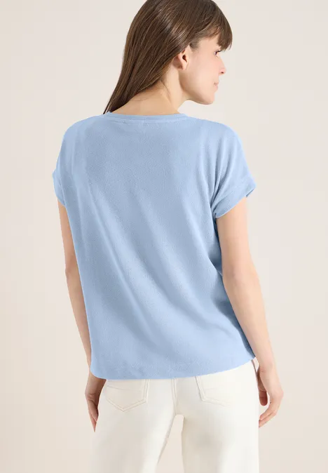 T-Shirt mit Boatneck im Strick-Look fresh water blue