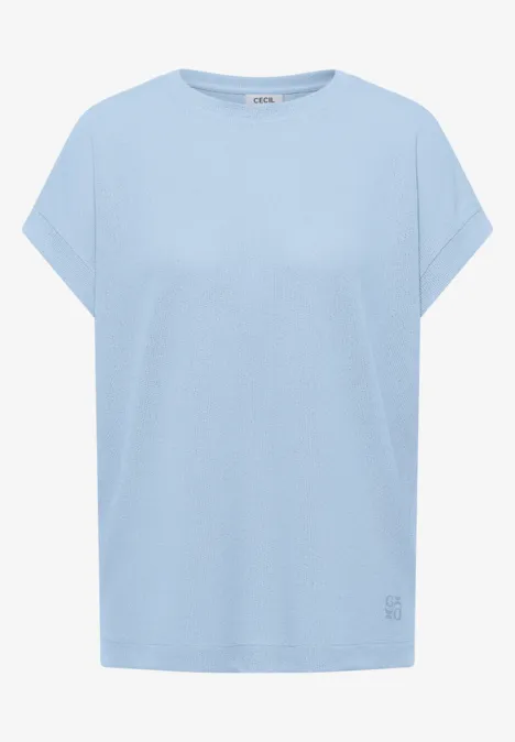 T-Shirt mit Boatneck im Strick-Look fresh water blue