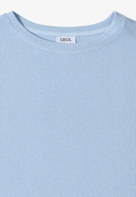 T-Shirt mit Boatneck im Strick-Look fresh water blue