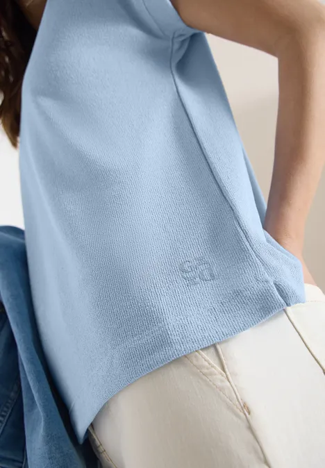 T-Shirt mit Boatneck im Strick-Look fresh water blue