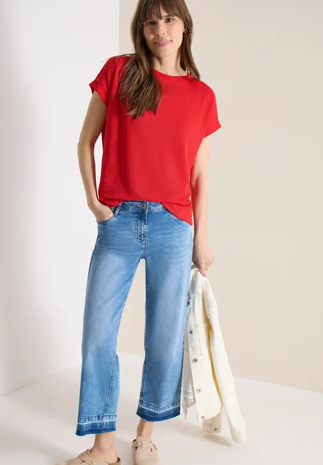 T-Shirt mit Boatneck im Strick-Look fresh red T-Shirt mit Boatneck im Strick-Look fresh red