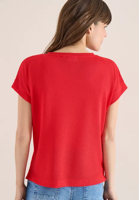T-Shirt mit Boatneck im Strick-Look fresh red T-Shirt mit Boatneck im Strick-Look fresh red