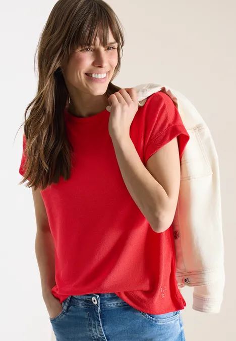 T-Shirt mit Boatneck im Strick-Look fresh red T-Shirt mit Boatneck im Strick-Look fresh red