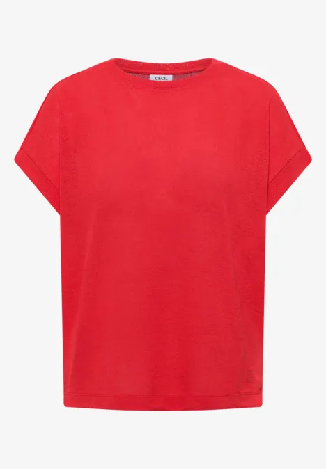 T-Shirt mit Boatneck im Strick-Look fresh red