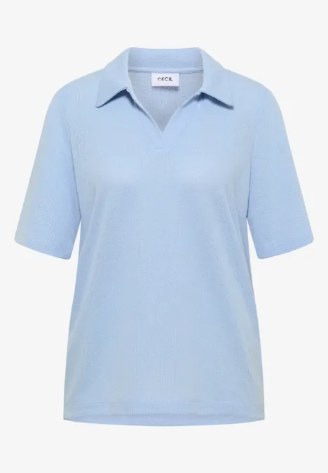 Effen polo met korte mouwen fresh water blue Lichtblauw poloshirt met korte mouwen, V-hals en klassieke kraag