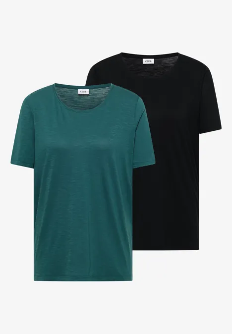 T-shirt basique à col rond en pack de 2 jungle green/universal blue
