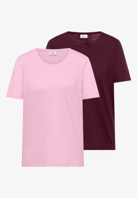 T-shirt basique à col rond en pack de 2 blush rose/sweet grape red