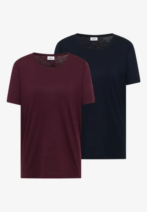 T-shirt basique à col rond en pack de 2 sweet grape red/universal blue