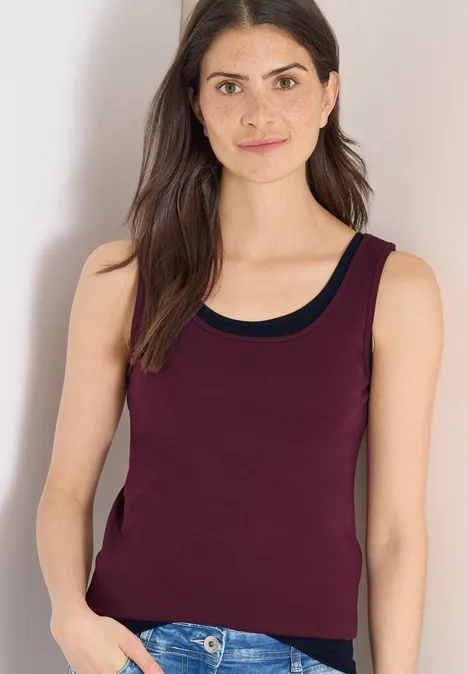 Basic Top mit Rundhals im 2er-Pack sweet grape red/universal blue