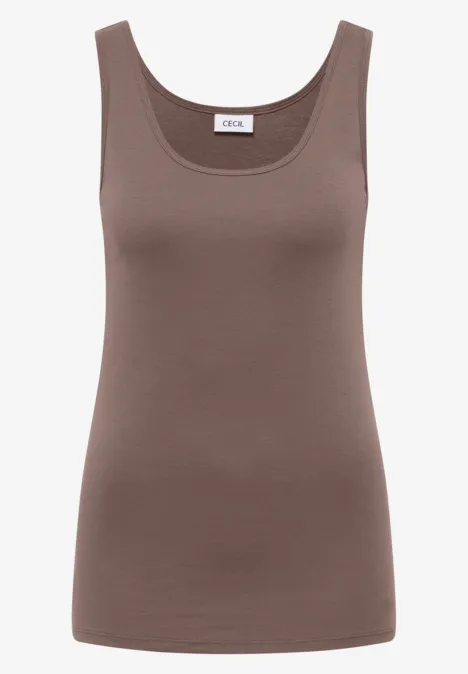 Effen bruin dames tanktop zonder mouwen.