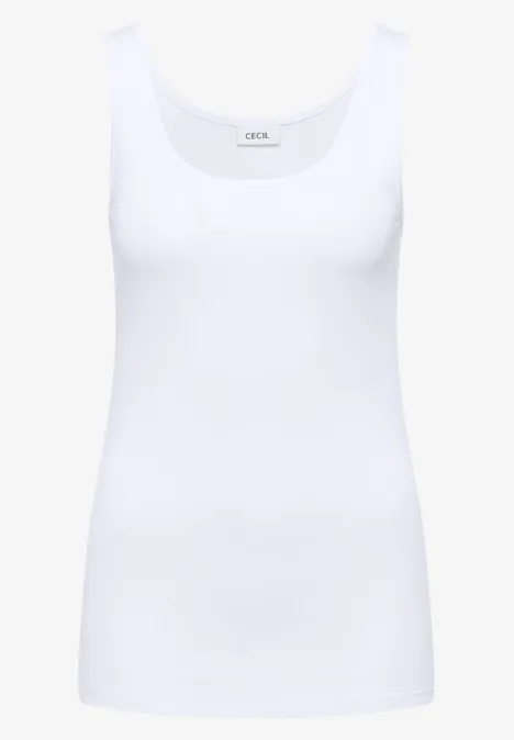 Witte katoenen tanktop zonder mouwen.