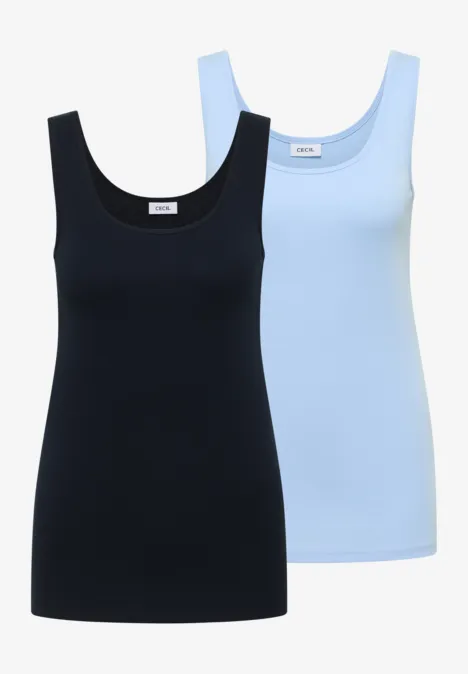 Basic Top mit Rundhals im 2er-Pack universal blue/light sky blue