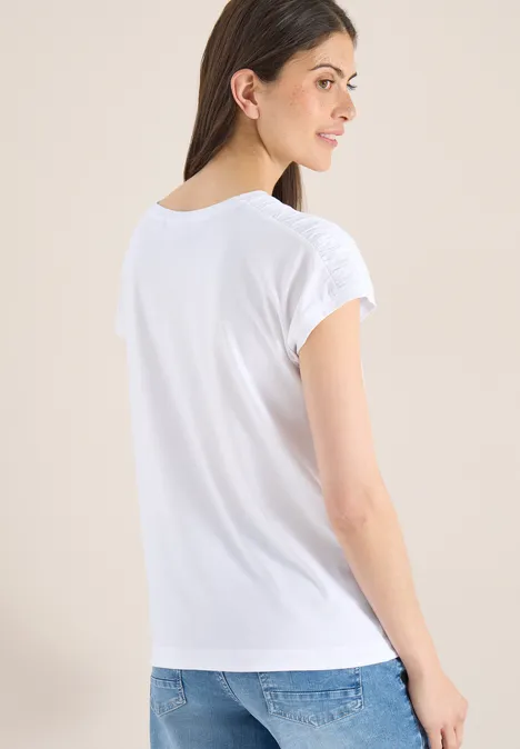 Koszulka z krótkim rękawem i marszczeniem White