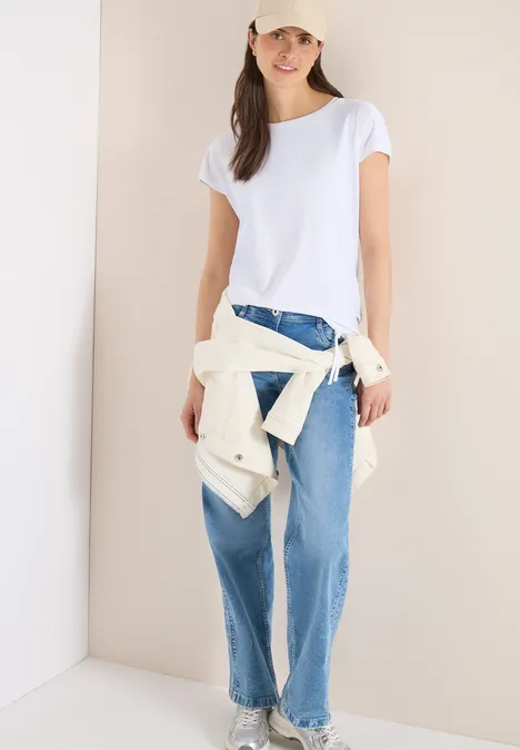 Koszulka z krótkim rękawem i marszczeniem White