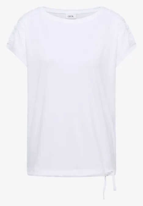 Koszulka z krótkim rękawem i marszczeniem White