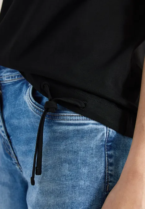 T-shirt à manches courtes avec fronces Black