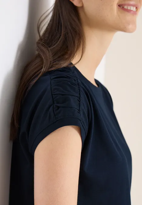 Shirt met korte mouwen en rimpels universal blue Shirt met korte mouwen en rimpels universal blue