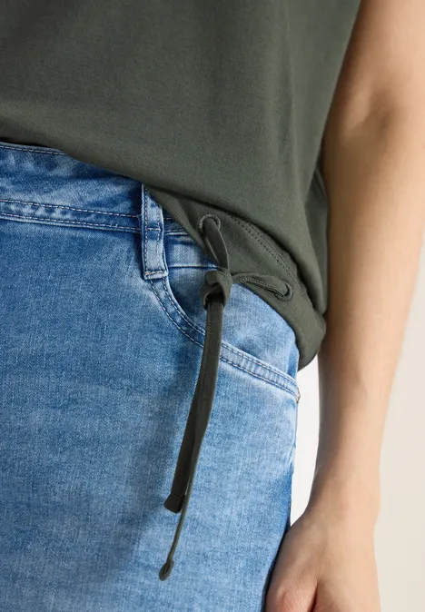 T-shirt à manches courtes avec fronces khaki