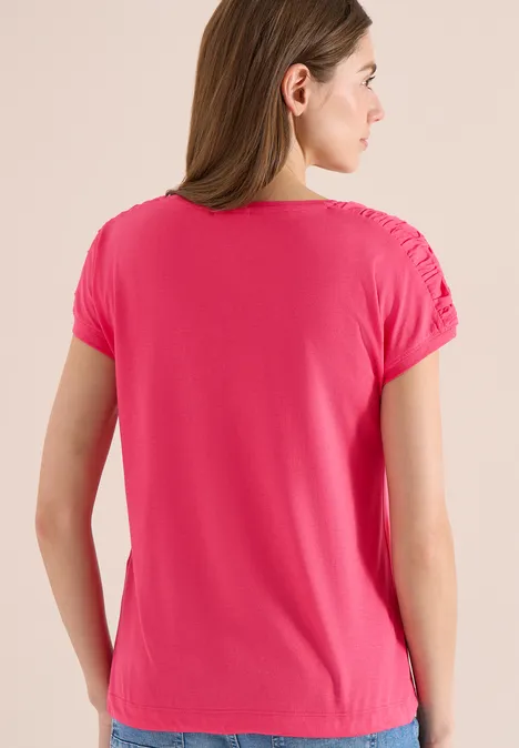 Kurzarm Shirt mit Raffung geranium red