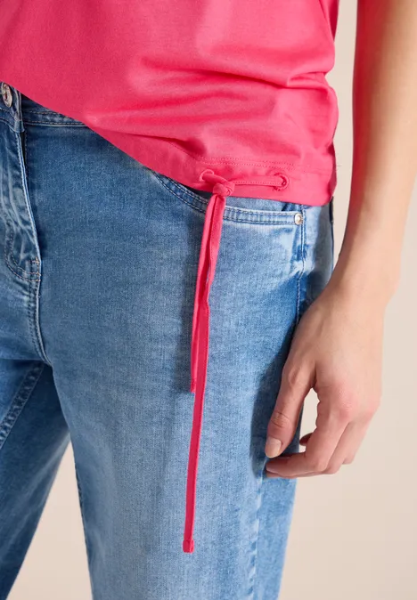 Kurzarm Shirt mit Raffung geranium red