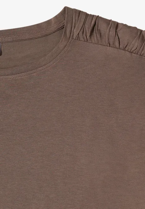 Koszulka z krótkim rękawem i marszczeniem urban taupe