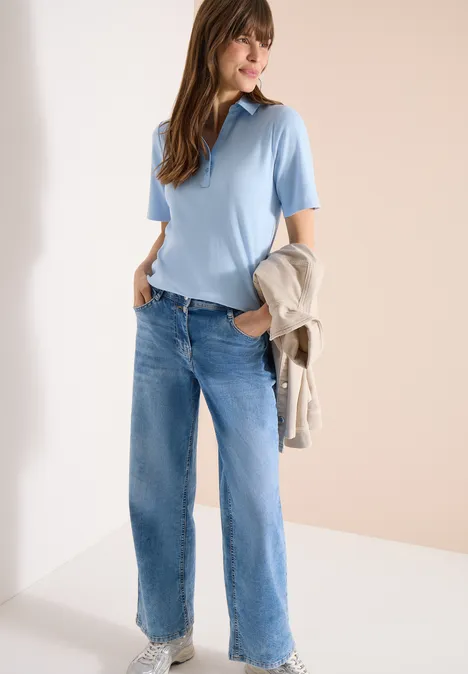 Basis polo met korte mouwen light sky blue