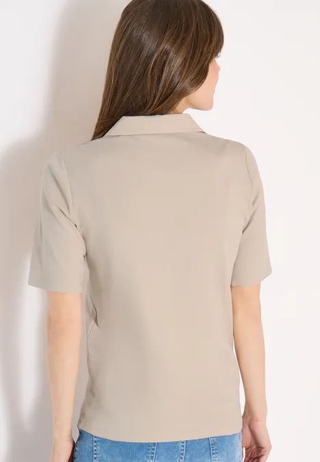 Basis polo met korte mouwen grain beige