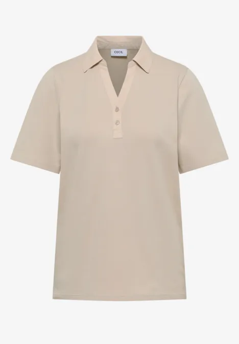 Basis polo met korte mouwen grain beige